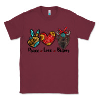 Burgundy peace love bison Classic Tee - RanaPortraitStore