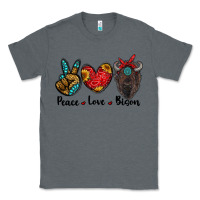 Charcoal Heather peace love bison Classic Tee - RanaPortraitStore