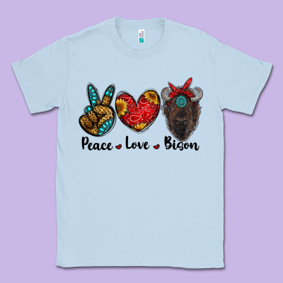 Peace Love Bison Classic Tee Designed By Ranaportraitstore