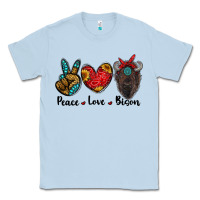 Dusty Blue peace love bison Classic Tee - RanaPortraitStore