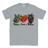 Heather Grey peace love bison Classic Tee - RanaPortraitStore