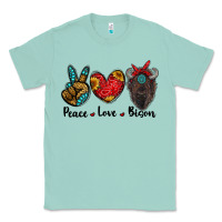 Seafoam peace love bison Classic Tee - RanaPortraitStore
