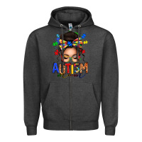 Charcoal Heather autism mom afro messy bun (1) Zipper Hoodie - texasbilliewilder