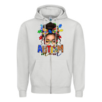 Dove Grey autism mom afro messy bun (1) Zipper Hoodie - texasbilliewilder