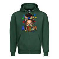 Sports Green autism mom afro messy bun (1) Zipper Hoodie - texasbilliewilder