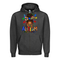 Charcoal Heather autism mom afro messy bun Zipper Hoodie - texasbilliewilder