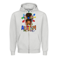 Dove Grey autism mom afro messy bun Zipper Hoodie - texasbilliewilder