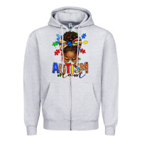 Heather Grey autism mom afro messy bun Zipper Hoodie - texasbilliewilder