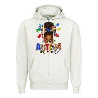 Oatmeal Heather autism mom afro messy bun Zipper Hoodie - texasbilliewilder
