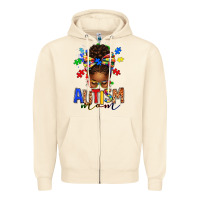 Sandshell autism mom afro messy bun Zipper Hoodie - texasbilliewilder