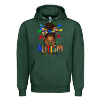 Sports Green autism mom afro messy bun Zipper Hoodie - texasbilliewilder
