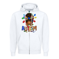 White autism mom afro messy bun Zipper Hoodie - texasbilliewilder