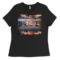 Black papa metal and american flag tumbler Ladies Tee - BarkalooDesign