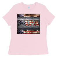 Bubblegum Pink papa metal and american flag tumbler Ladies Tee - BarkalooDesign