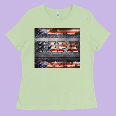 Papa Metal And American Flag Tumbler Ladies Tee Designed By Barkaloodesign