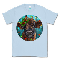 Dusty Blue Calf Christmas Classic Tee - RanaPortraitStore