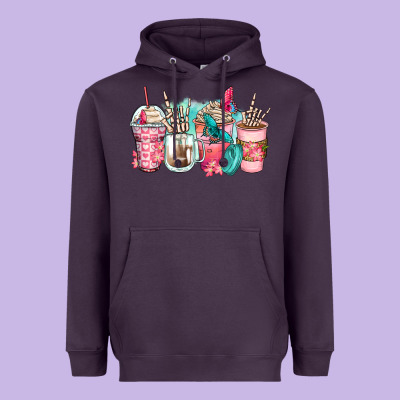 Rock Hand Coffee Cups Heavyweight Hoodie Designed By Zillion Design Studio