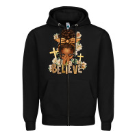 Black believe praying afro messy bun Zipper Hoodie - texasbilliewilder