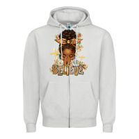 Dove Grey believe praying afro messy bun Zipper Hoodie - texasbilliewilder