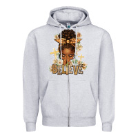 Heather Grey believe praying afro messy bun Zipper Hoodie - texasbilliewilder