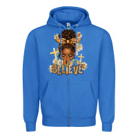 True Royal believe praying afro messy bun Zipper Hoodie - texasbilliewilder