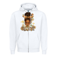 White believe praying afro messy bun Zipper Hoodie - texasbilliewilder