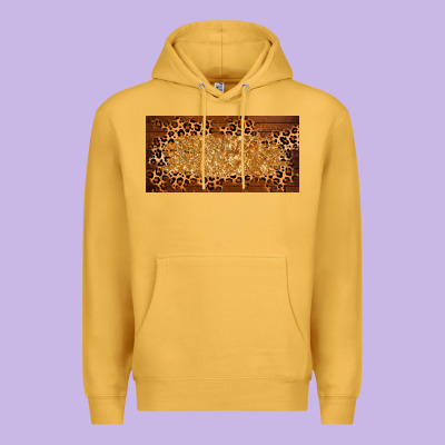 Wooden Leopard Glitter  License Plate Template Premium Hoodie Designed By Barkaloodesign