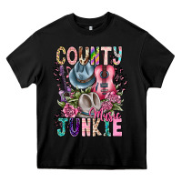 Black country music junkie Heavy Core Tee - CowhideDigitalArt