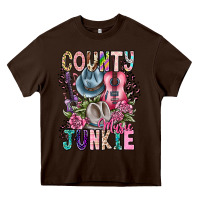 Chocolate Brown country music junkie Heavy Core Tee - CowhideDigitalArt