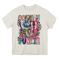 Cream country music junkie Heavy Core Tee - CowhideDigitalArt