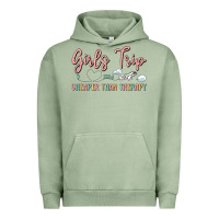 Pigment Oil Green girls trip cheaper than therapy Urban Hoodie - MaliasSmallBusiness