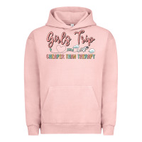 Pigment Salmon girls trip cheaper than therapy Urban Hoodie - MaliasSmallBusiness