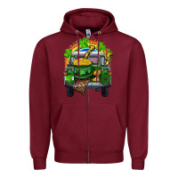 Burgundy St Patrick's Day Truck With Pot Of Gold Horseshoe And Rainbow Zipper Hoodie - RanaPortraitStore