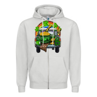 Dove Grey St Patrick's Day Truck With Pot Of Gold Horseshoe And Rainbow Zipper Hoodie - RanaPortraitStore