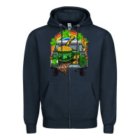 Navy St Patrick's Day Truck With Pot Of Gold Horseshoe And Rainbow Zipper Hoodie - RanaPortraitStore
