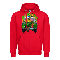 Red St Patrick's Day Truck With Pot Of Gold Horseshoe And Rainbow Zipper Hoodie - RanaPortraitStore