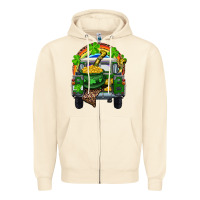 Sandshell St Patrick's Day Truck With Pot Of Gold Horseshoe And Rainbow Zipper Hoodie - RanaPortraitStore