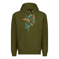 Army Green indian leopard headdress blue Premium Hoodie - BarkalooDesign