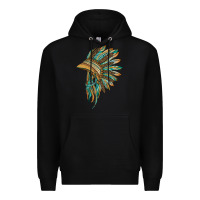 Black indian leopard headdress blue Premium Hoodie - BarkalooDesign