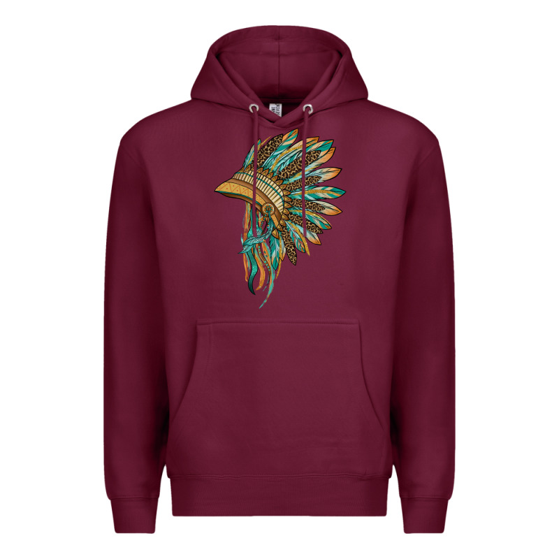 Indian Leopard Headdress Blue Premium Hoodie by BarkalooDesign | Teevron