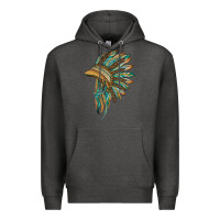 Charcoal Heather indian leopard headdress blue Premium Hoodie - BarkalooDesign