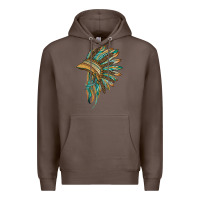 Coffee indian leopard headdress blue Premium Hoodie - BarkalooDesign