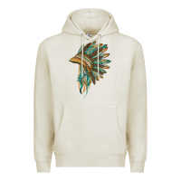Oatmeal Heather indian leopard headdress blue Premium Hoodie - BarkalooDesign