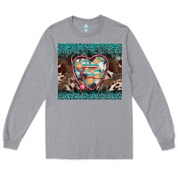 Heather Grey western nurse stethoscope turquoise leopardes Long Sleeve Tee - BarkalooDesign