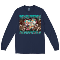 Navy western nurse stethoscope turquoise leopardes Long Sleeve Tee - BarkalooDesign