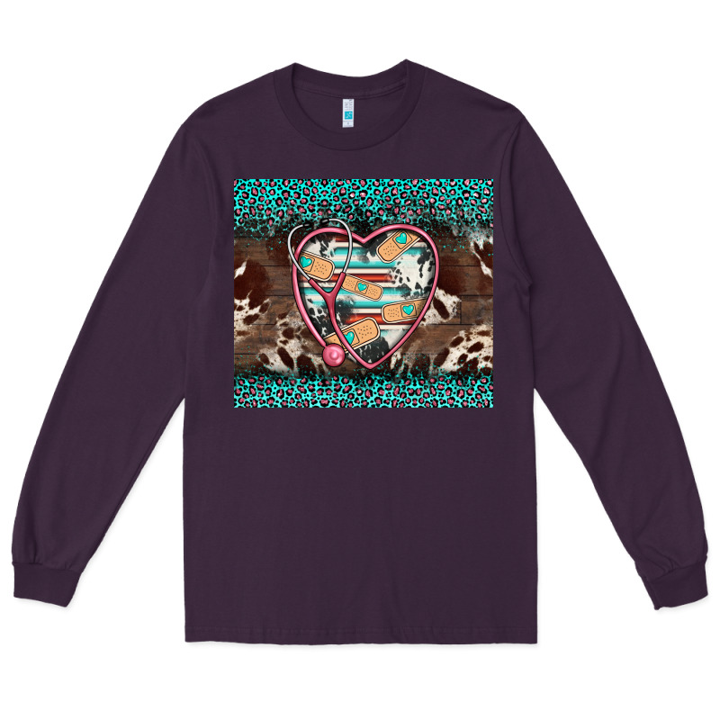 Western Nurse Stethoscope Turquoise Leopardes Long Sleeve Tee by BarkalooDesign | Teevron