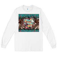 White western nurse stethoscope turquoise leopardes Long Sleeve Tee - BarkalooDesign