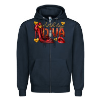 Navy birthday diva Zipper Hoodie - texasbilliewilder