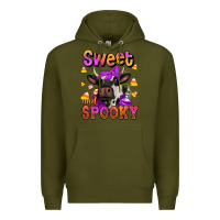 Army Green sweet and spooky halloween cow Premium Hoodie - Jasminsmagicworld