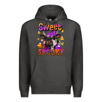 Charcoal Heather sweet and spooky halloween cow Premium Hoodie - Jasminsmagicworld